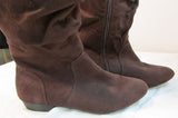 Lower East Side Brown Suede Faux Leather Boot