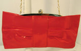 Charming Charlie Red Bow Shiny Silky Clutch/Shoulder Evening Bag