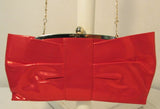 Charming Charlie Red Bow Shiny Silky Clutch/Shoulder Evening Bag