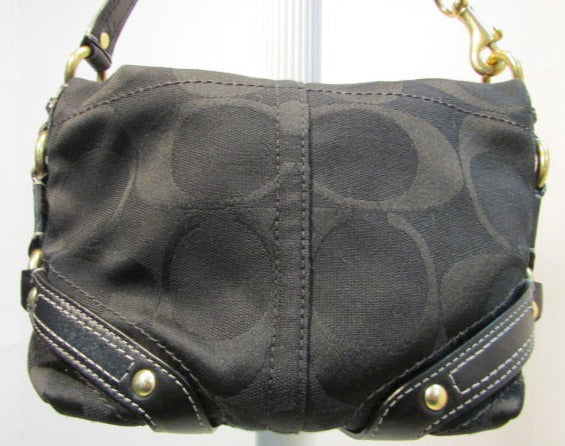 COACH Signature Canvas Black Shoulder Bag Handbag