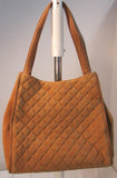 Talbots Carmel Quilted Suede Satchel