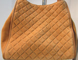 Talbots Carmel Quilted Suede Satchel