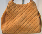 Talbots Carmel Quilted Suede Satchel