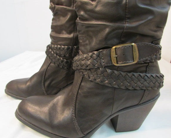 Faded Glory Brown Faux Leather Slouch Boots MA PAS TREASURES CONSIGNMENT AUCTIONS