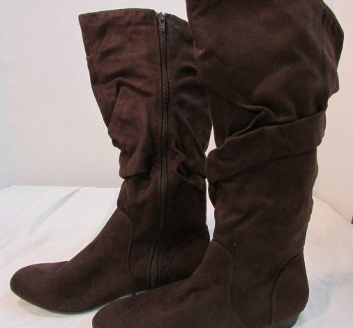 Lower East Side Brown Suede Faux Leather Boot