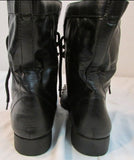 Brash Black Faux Leather Tie-Up Combat Boots