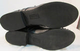 Brash Black Faux Leather Tie-Up Combat Boots