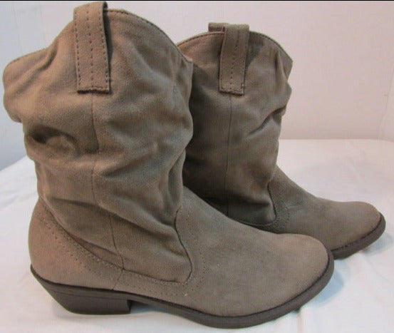 Brash Taupe Suede Slouch Ankle Boots