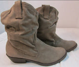 Brash Taupe Suede Slouch Ankle Boots