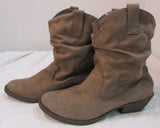 Brash Taupe Suede Slouch Ankle Boots
