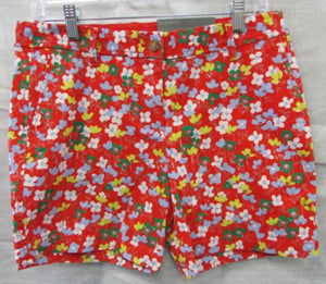 Talbots Red with Flowers Girlfriend Chino 6" Linen Shorts - Petite