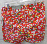 Talbots Red with Flowers Girlfriend Chino 6" Linen Shorts - Petite
