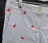 Talbots Blue/White Stripe Girlfriend Chino 6" Linen Shorts - Petite