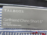 Talbots Blue/White Stripe Girlfriend Chino 6" Linen Shorts - Petite