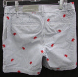Talbots Blue/White Stripe Girlfriend Chino 6" Linen Shorts - Petite