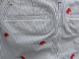 Talbots Blue/White Stripe Girlfriend Chino 6" Linen Shorts - Petite