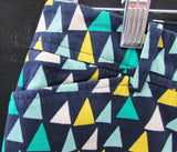 Talbots Navy Blue with Colored Triangles 9.5" Perfect Linen Short - Petite