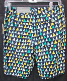 Talbots Navy Blue with Colored Triangles 9.5" Perfect Linen Short - Petite