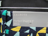 Talbots Navy Blue with Colored Triangles 9.5" Perfect Linen Short - Petite