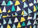 Talbots Navy Blue with Colored Triangles 9.5" Perfect Linen Short - Petite
