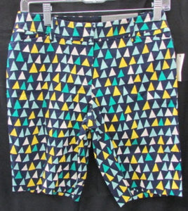 Talbots Navy Blue with Colored Triangles 9.5" Perfect Linen Short - Petite