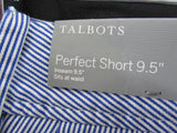 Talbots Blue/White Stripes 9.5" Perfect Linen Short - Petite