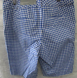 Talbots Blue/White Checked 9.5" Perfect Linen Short - Petite