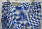 Talbots Blue/White Checked 9.5" Perfect Linen Short - Petite