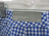 Talbots Blue/White Checked 9.5" Perfect Linen Short - Petite