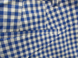 Talbots Blue/White Checked 9.5" Perfect Linen Short - Petite