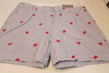 Talbots Blue/White Stripe Girlfriend Chino 6" Linen Shorts - Petite