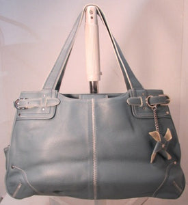 Franklin Covey Blue/Gray Leather Tote with Matching Wristlet