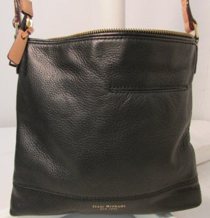 Isaac Mizrahi New York Black Leather Crossbody Purse