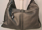Perlina New York Gun steel Gray With Black Trim Leather Shoulder Bag