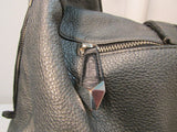 Perlina New York Gun steel Gray With Black Trim Leather Shoulder Bag