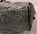 Perlina New York Gun steel Gray With Black Trim Leather Shoulder Bag