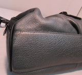 Perlina New York Gun steel Gray With Black Trim Leather Shoulder Bag
