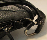 Perlina New York Gun steel Gray With Black Trim Leather Shoulder Bag