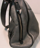 Perlina New York Gun steel Gray With Black Trim Leather Shoulder Bag