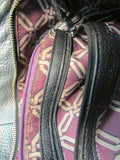 Perlina New York Gun steel Gray With Black Trim Leather Shoulder Bag