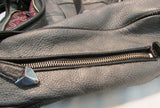 Perlina New York Gun steel Gray With Black Trim Leather Shoulder Bag