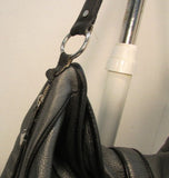 Perlina New York Gun steel Gray With Black Trim Leather Shoulder Bag