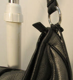 Perlina New York Gun steel Gray With Black Trim Leather Shoulder Bag