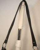 Perlina New York Gun steel Gray With Black Trim Leather Shoulder Bag