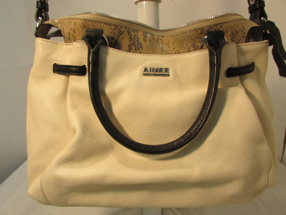 Aimee Kestenberg Cream Pebble Leather Satchel