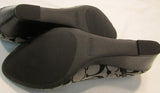 Coach Gavin Black & Grey Signature Canvas Open Toed Wedge Heel