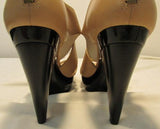 Michael Kors Fleshtone/Black Open-Toed Platforms