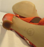 Michael Kors Orange Croco Embossed Leather Open Toe Stiletto Sandals