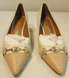 Coach Lauri Chalk/Beechwood Leather Kitten Heel Pump