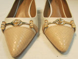 Coach Lauri Chalk/Beechwood Leather Kitten Heel Pump